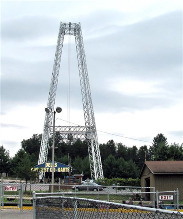 The "free fall" attraction "Terminal Velocity" is seen at Extreme World, Friday, July 30, 2010 in Wisconsin Dells, Wis